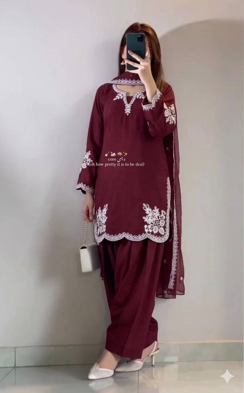 The Cinematic Oxblood Scalloped Silhouette
